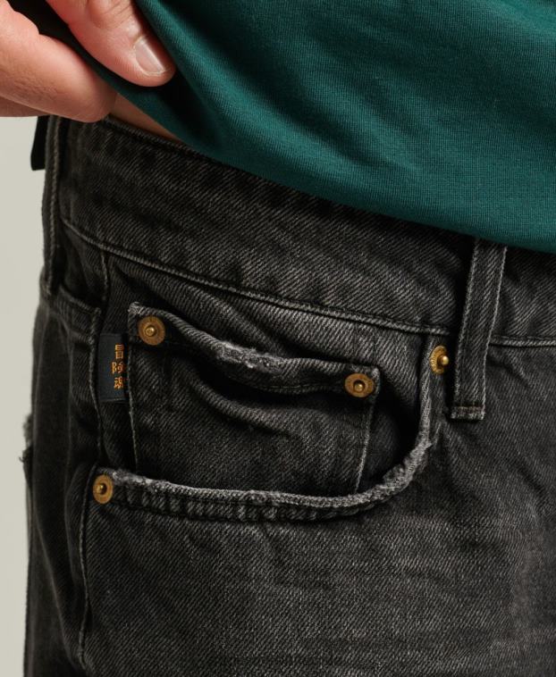 hombres Superdry negro short recto vintage de algodón orgánico 2R68Z280