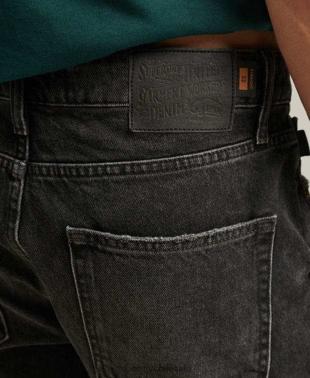 hombres Superdry negro short recto vintage de algodón orgánico 2R68Z280