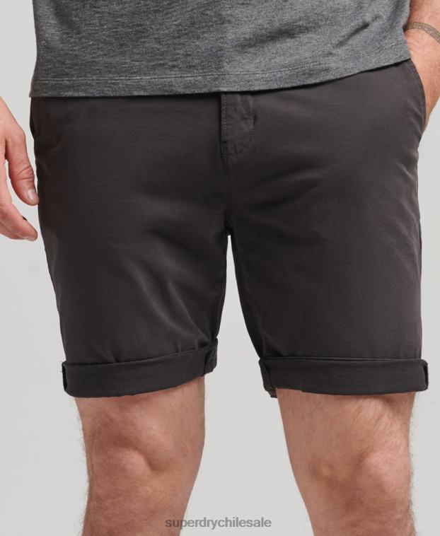 hombres Superdry negro shorts chinos de algodón orgánico 2R68Z348
