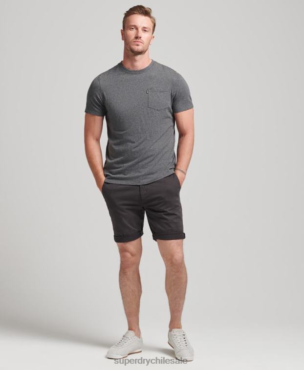 hombres Superdry negro shorts chinos de algodón orgánico 2R68Z348