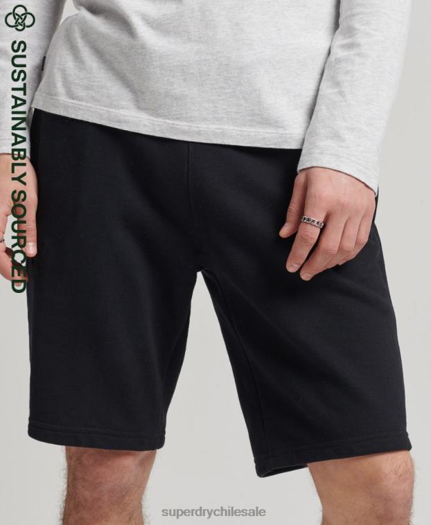 hombres Superdry negro shorts de algodón orgánico con logo vintage 2R68Z326