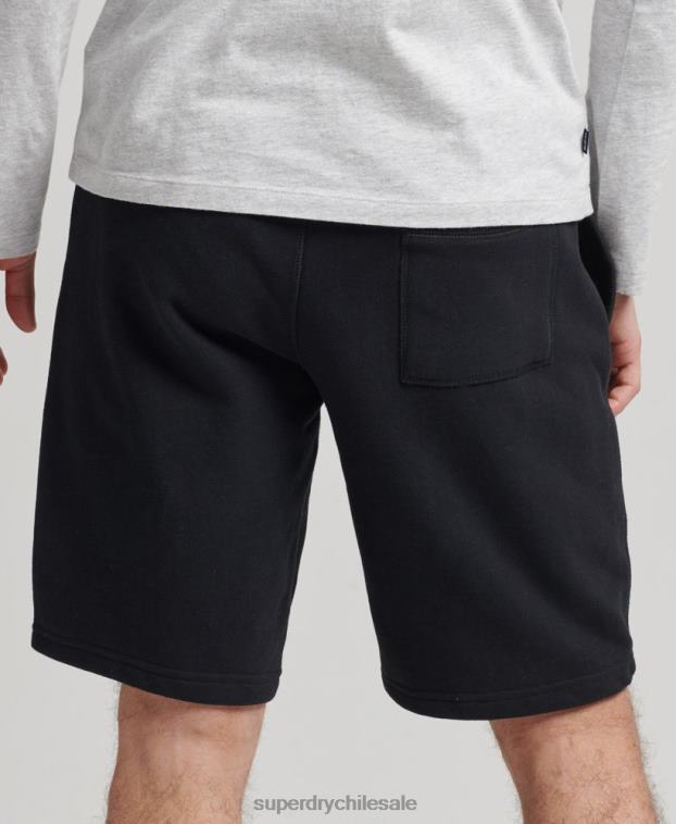 hombres Superdry negro shorts de algodón orgánico con logo vintage 2R68Z326