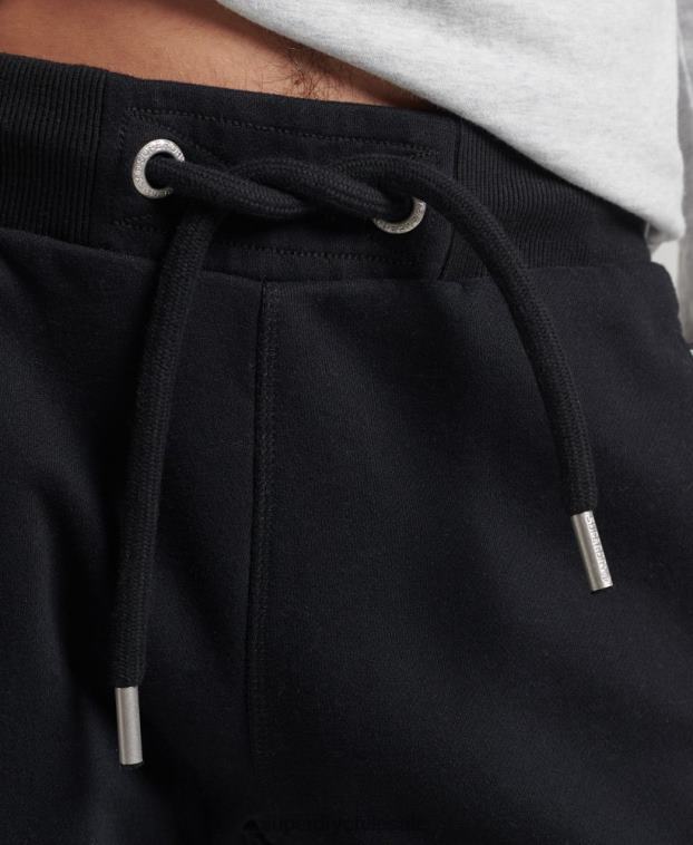 hombres Superdry negro shorts de algodón orgánico con logo vintage 2R68Z326