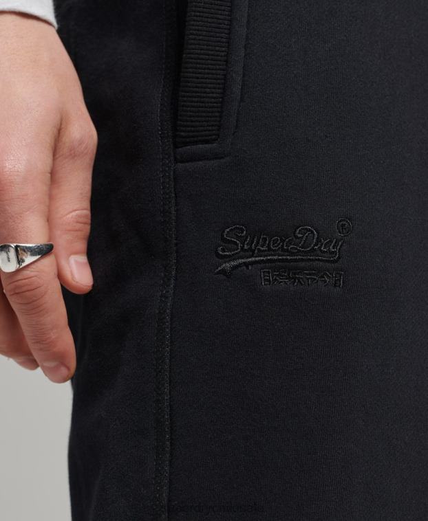 hombres Superdry negro shorts de algodón orgánico con logo vintage 2R68Z326