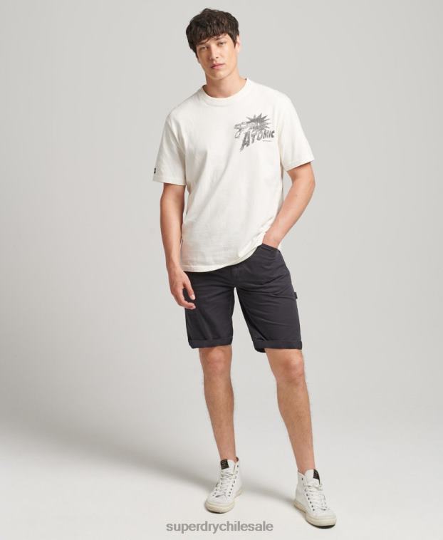 hombres Superdry negro shorts de carpintero vintage de algodón orgánico 2R68Z309