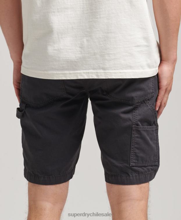 hombres Superdry negro shorts de carpintero vintage de algodón orgánico 2R68Z309