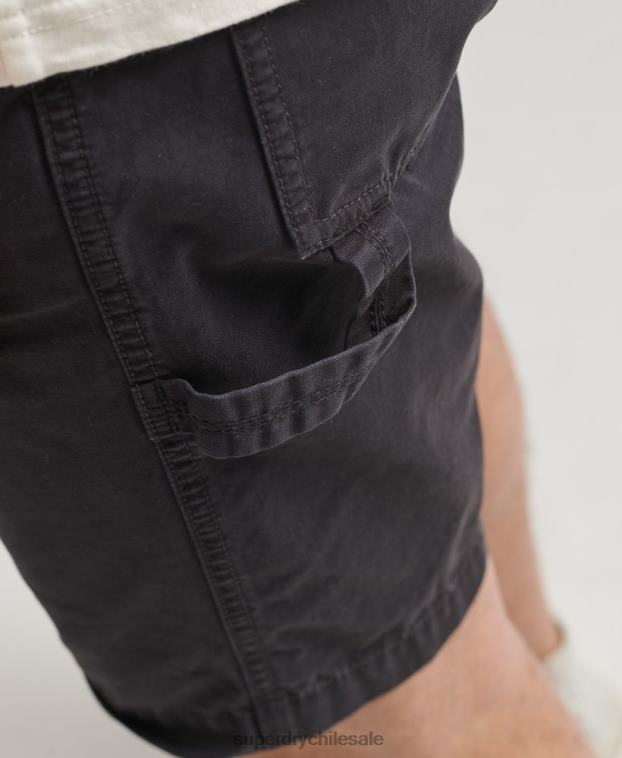 hombres Superdry negro shorts de carpintero vintage de algodón orgánico 2R68Z309