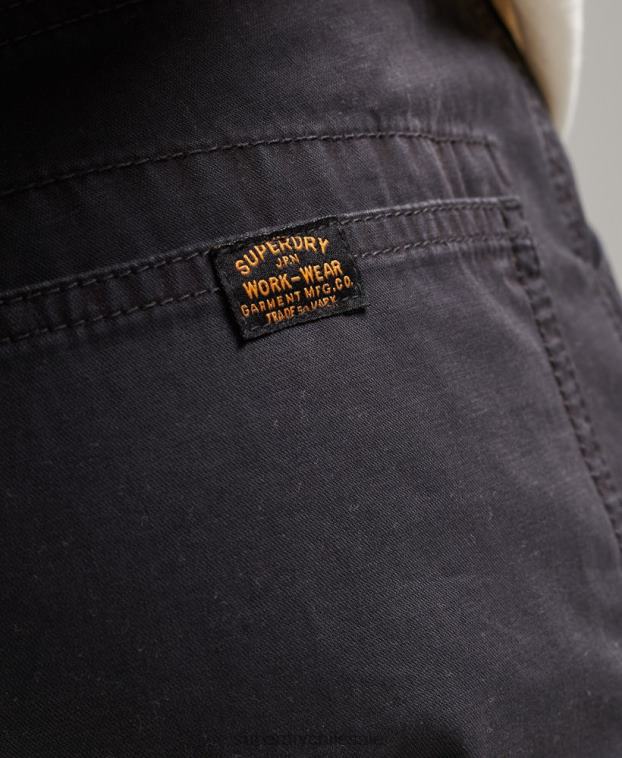 hombres Superdry negro shorts de carpintero vintage de algodón orgánico 2R68Z309