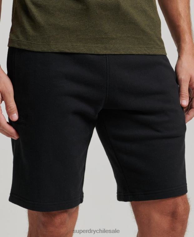 hombres Superdry negro shorts de punto con logo vintage bordado 2R68Z276