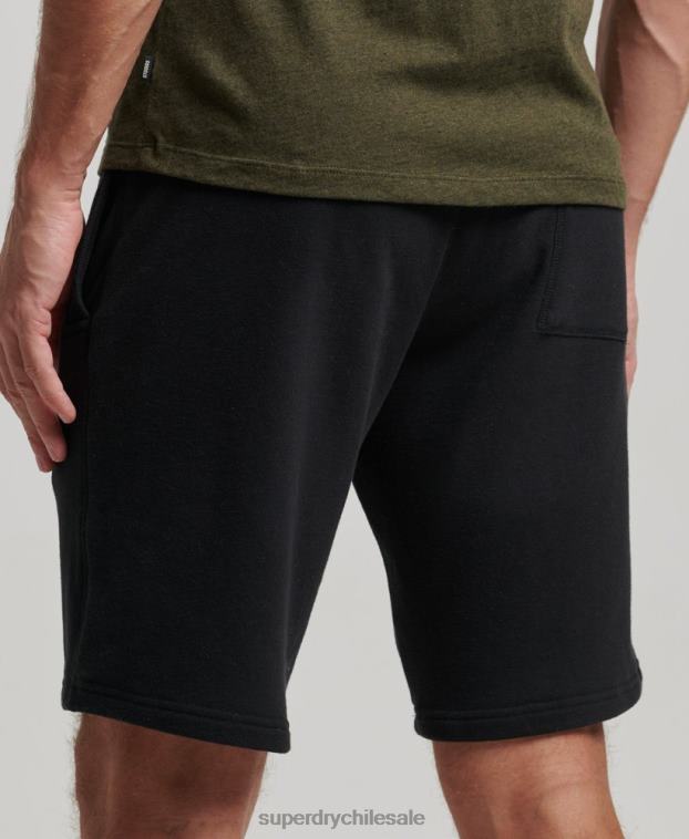 hombres Superdry negro shorts de punto con logo vintage bordado 2R68Z276