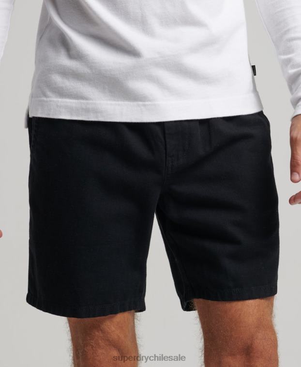 hombres Superdry negro shorts vintage sobreteñidos 2R68Z322