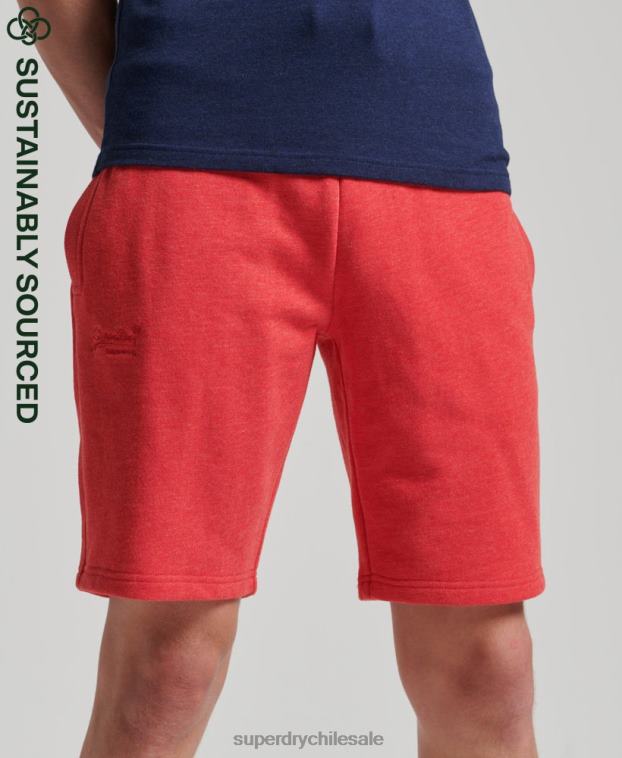 hombres Superdry rojo shorts de algodón orgánico con logo vintage 2R68Z361