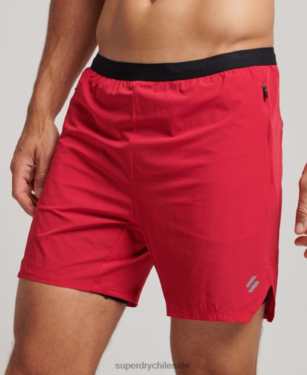 hombres Superdry rojo shorts run premium a capas 2R68Z5406