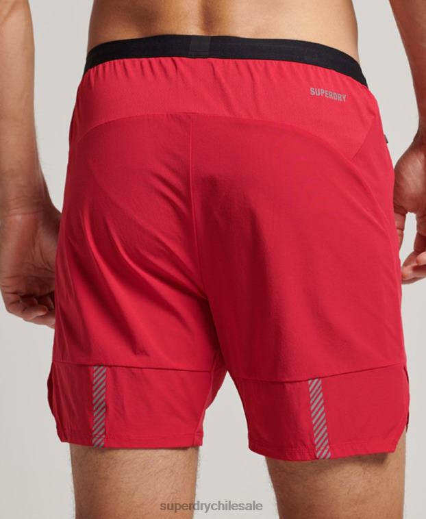 hombres Superdry rojo shorts run premium a capas 2R68Z5406