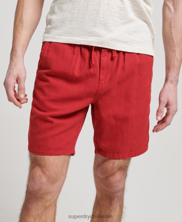 hombres Superdry rojo shorts vintage sobreteñidos 2R68Z55