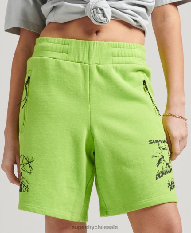 hombres Superdry verde pantalones cortos de jersey x excedentes 2R68Z357