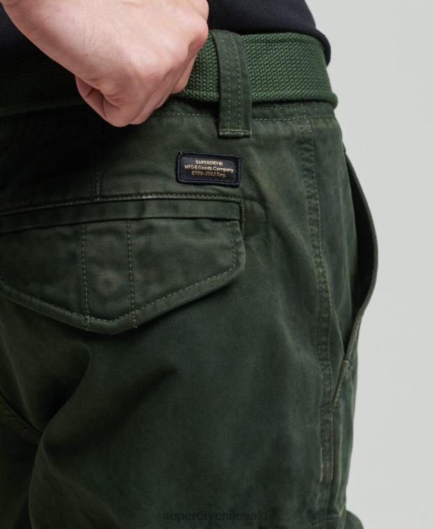 hombres Superdry verde shorts cargo heavy de algodón orgánico con núcleo vintage 2R68Z342
