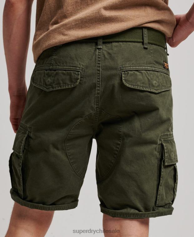 hombres Superdry verde shorts cargo pesados ​​de algodón orgánico 2R68Z258
