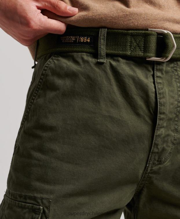hombres Superdry verde shorts cargo pesados ​​de algodón orgánico 2R68Z258