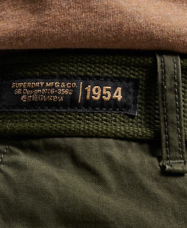 hombres Superdry verde shorts cargo pesados ​​de algodón orgánico 2R68Z258