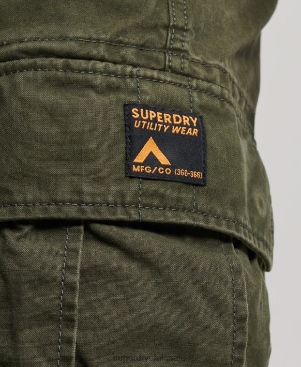 hombres Superdry verde shorts cargo pesados ​​de algodón orgánico 2R68Z258