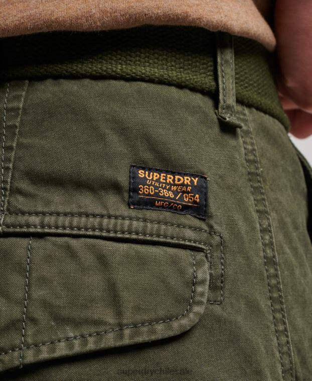 hombres Superdry verde shorts cargo pesados ​​de algodón orgánico 2R68Z258
