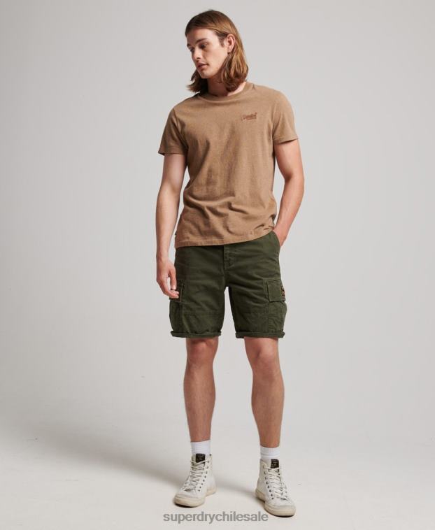 hombres Superdry verde shorts cargo pesados ​​de algodón orgánico 2R68Z258