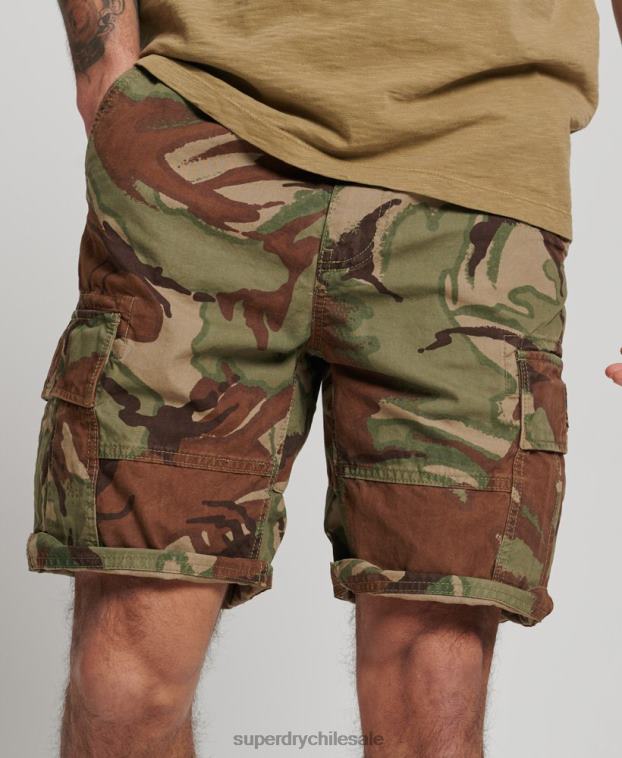 hombres Superdry verde shorts cargo pesados ​​de algodón orgánico 2R68Z271