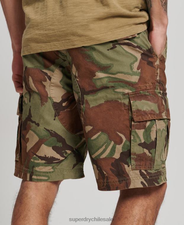 hombres Superdry verde shorts cargo pesados ​​de algodón orgánico 2R68Z271