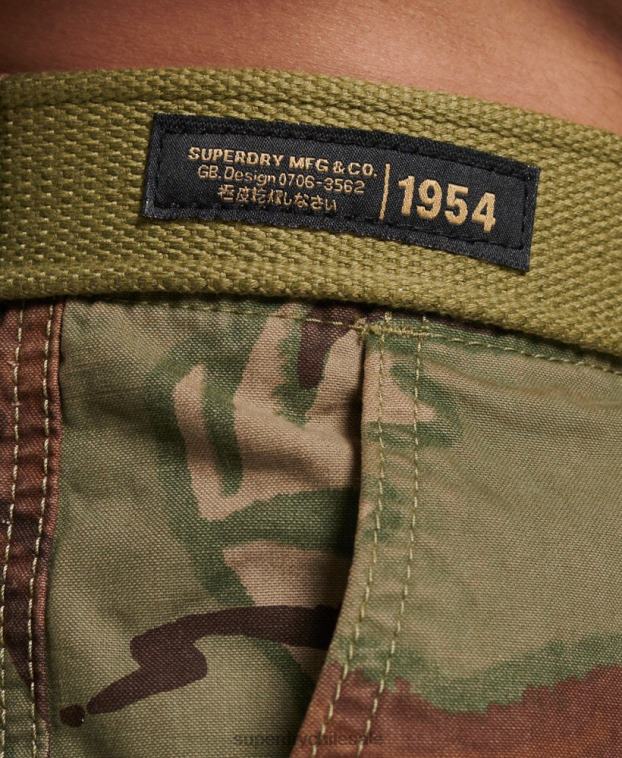hombres Superdry verde shorts cargo pesados ​​de algodón orgánico 2R68Z271