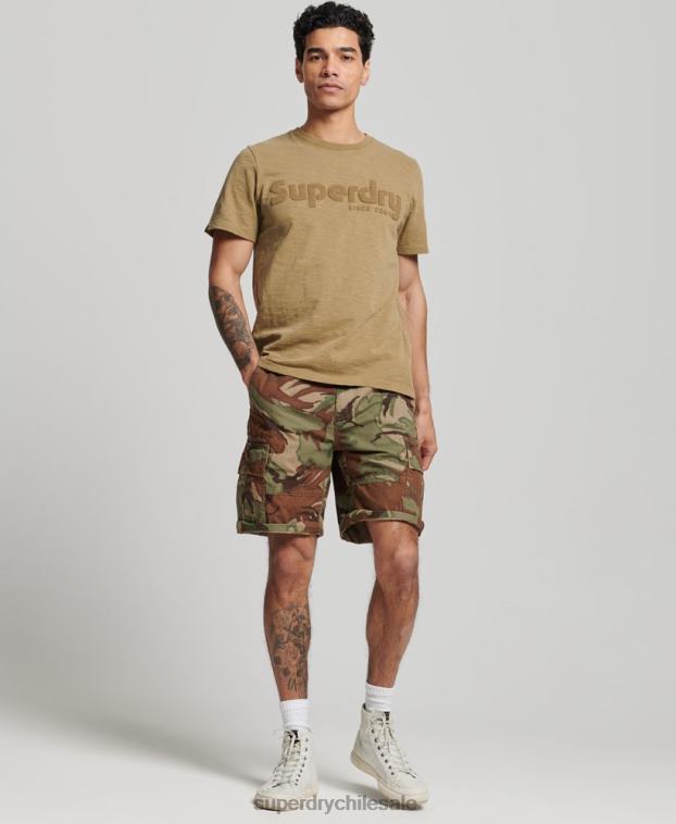 hombres Superdry verde shorts cargo pesados ​​de algodón orgánico 2R68Z271