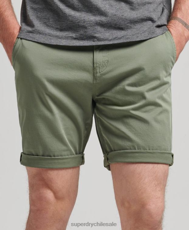 hombres Superdry verde shorts chinos de algodón orgánico 2R68Z314