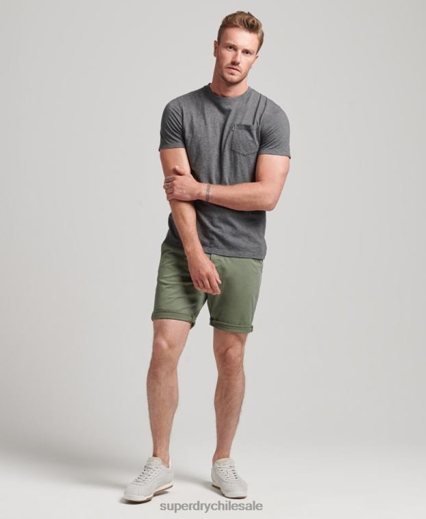 hombres Superdry verde shorts chinos de algodón orgánico studios core 2R68Z282