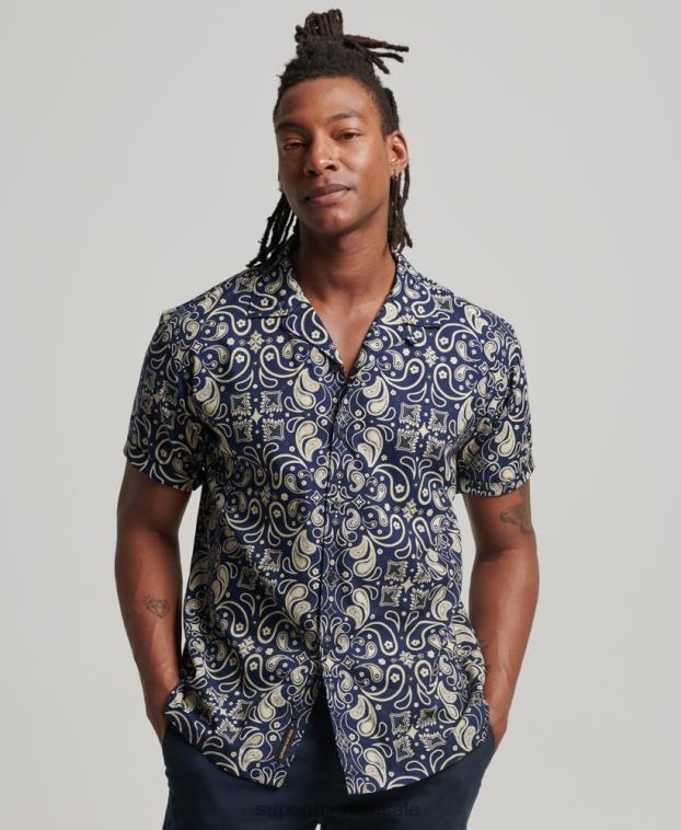 hombres Superdry Armada camisa con cuello abierto 2R68Z123