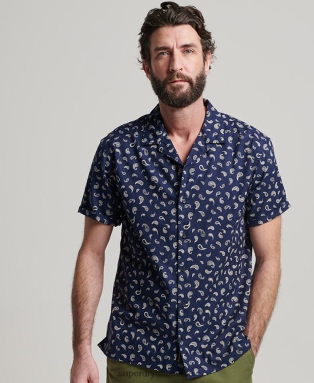 hombres Superdry Armada camisa con cuello abierto 2R68Z130