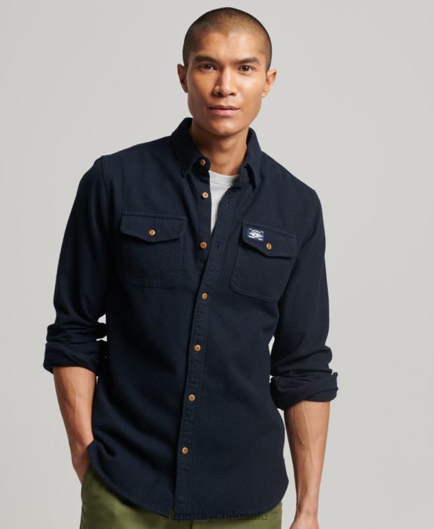 hombres Superdry Armada camisa de franela trailsman de algodón orgánico 2R68Z179