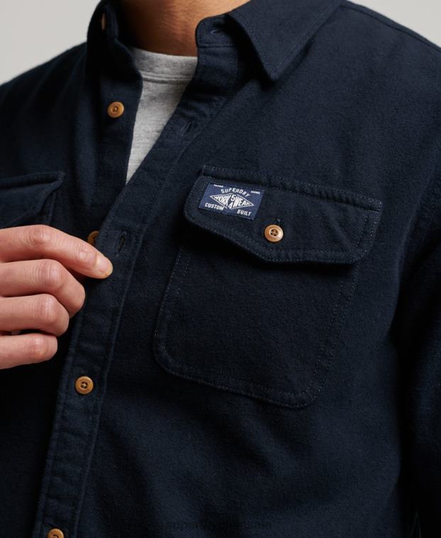 hombres Superdry Armada camisa de franela trailsman de algodón orgánico 2R68Z179