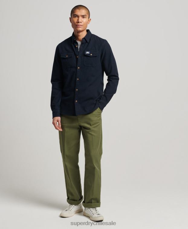 hombres Superdry Armada camisa de franela trailsman de algodón orgánico 2R68Z179