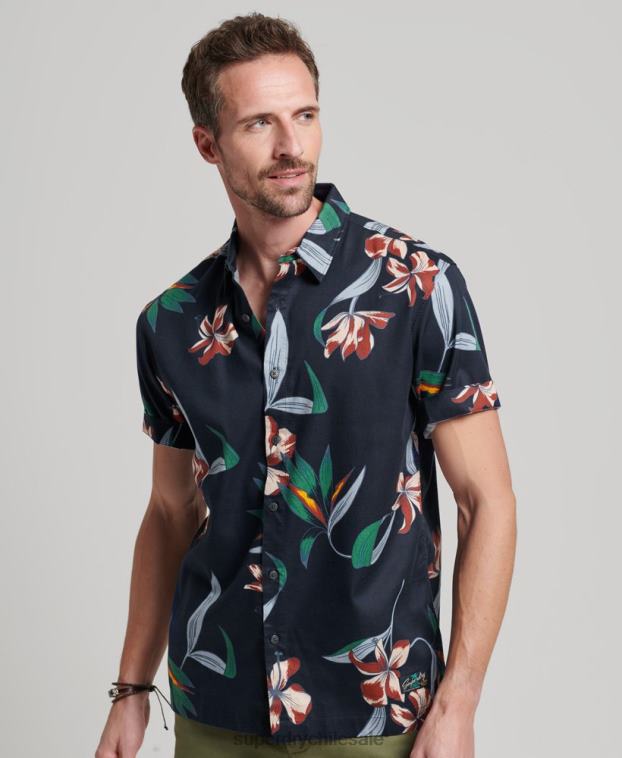 hombres Superdry Armada camisa hawaiana de manga corta 2R68Z28