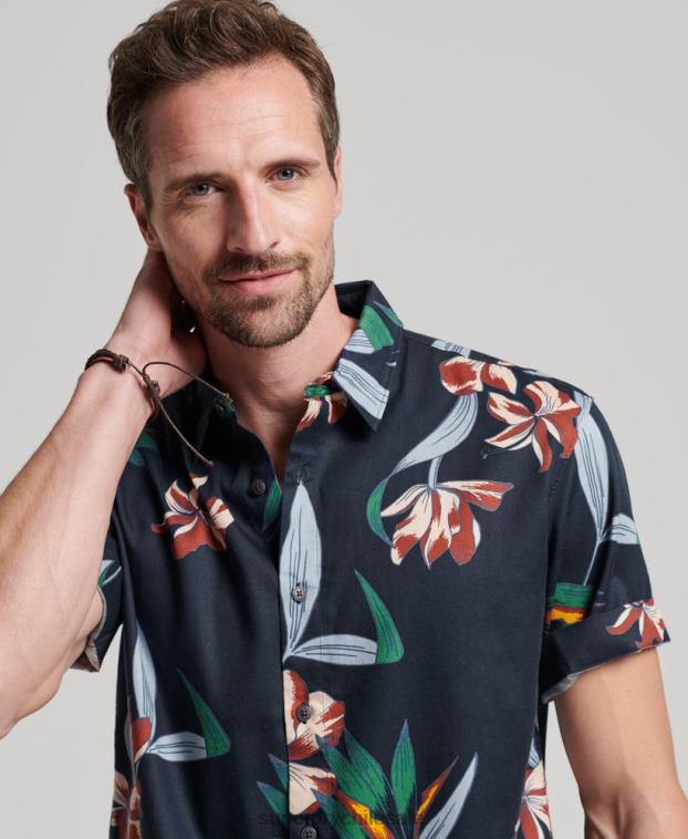 hombres Superdry Armada camisa hawaiana de manga corta 2R68Z28