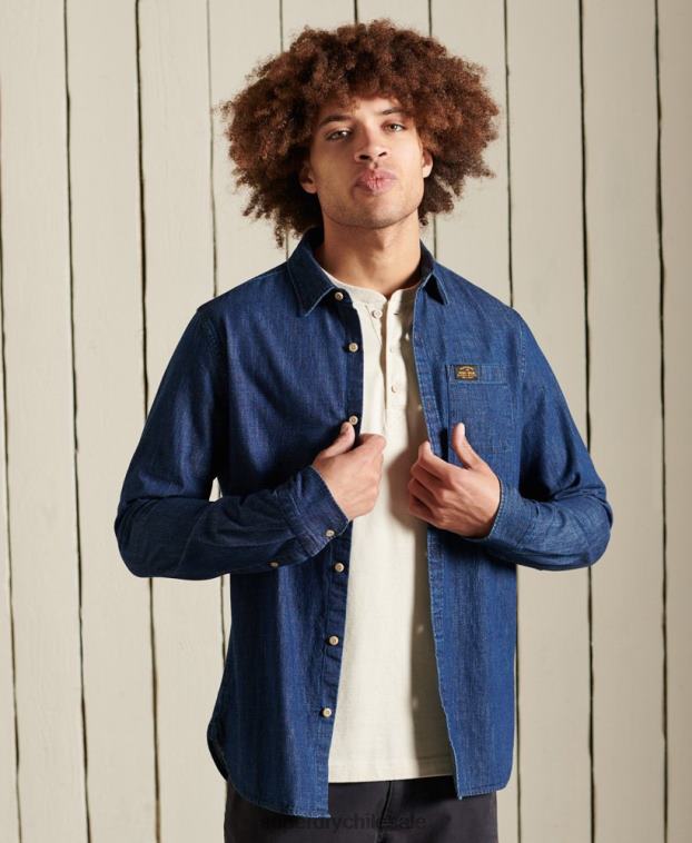 hombres Superdry Armada camisa índigo de ropa de trabajo 2R68Z238
