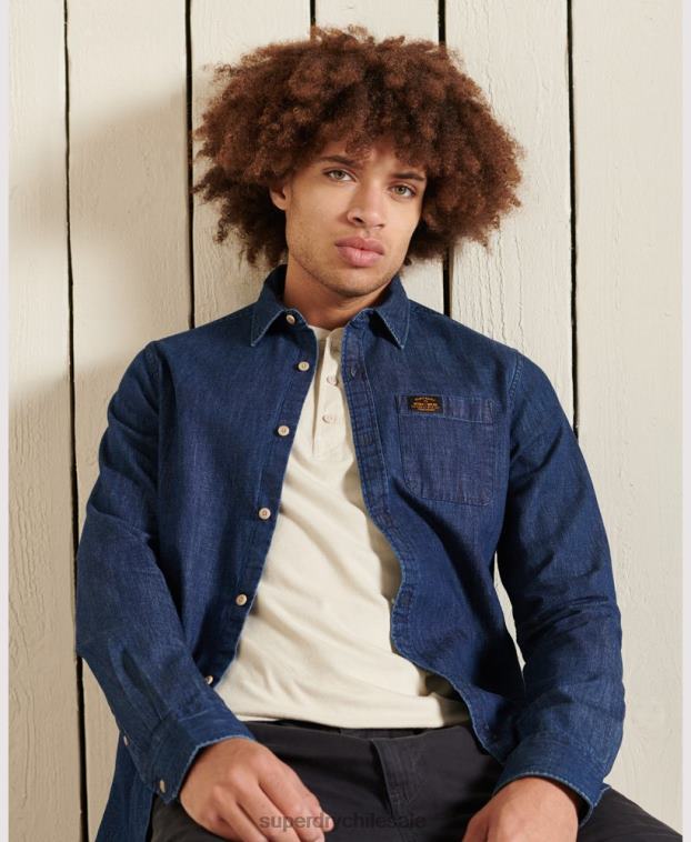 hombres Superdry Armada camisa índigo de ropa de trabajo 2R68Z238