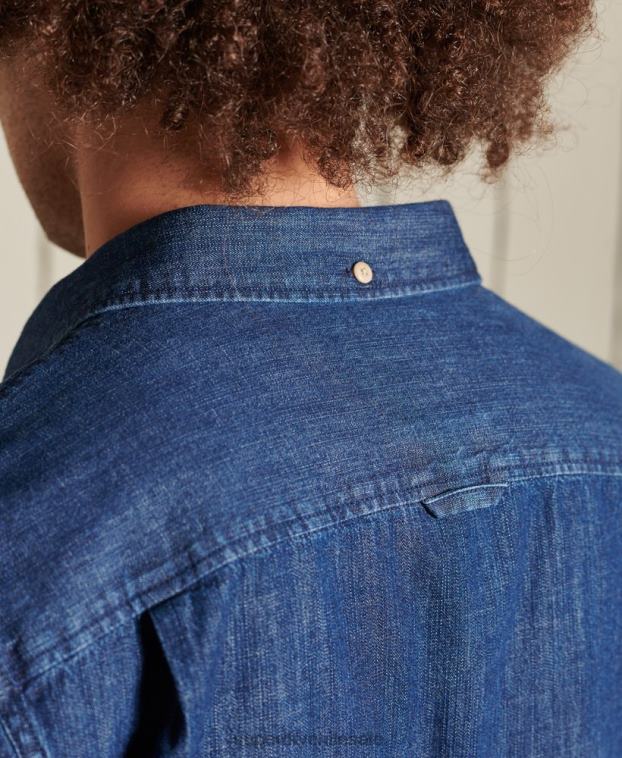 hombres Superdry Armada camisa índigo de ropa de trabajo 2R68Z238
