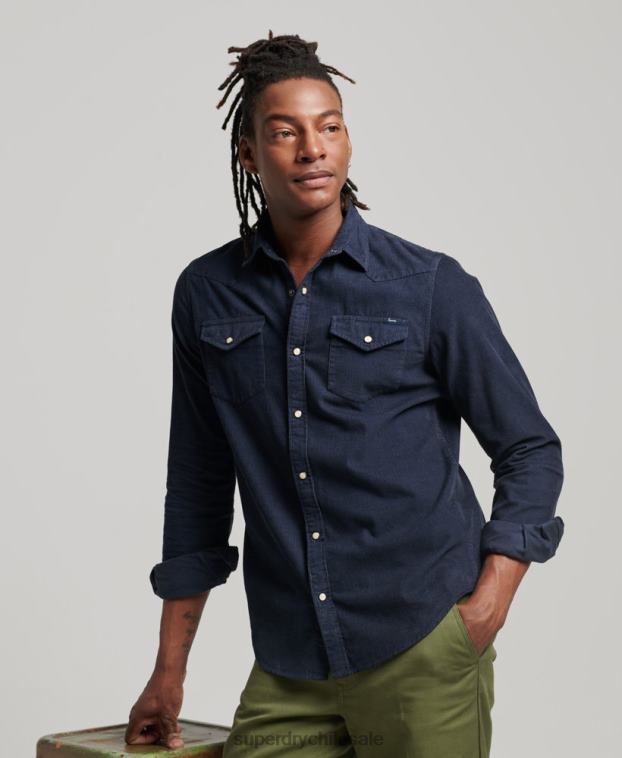 hombres Superdry Armada camisa vaquera de pana vintage 2R68Z128