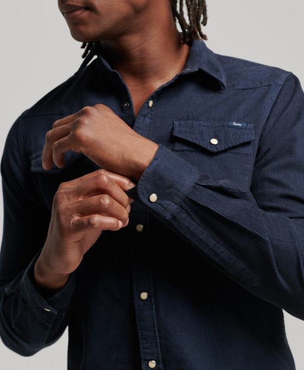 hombres Superdry Armada camisa vaquera de pana vintage 2R68Z128