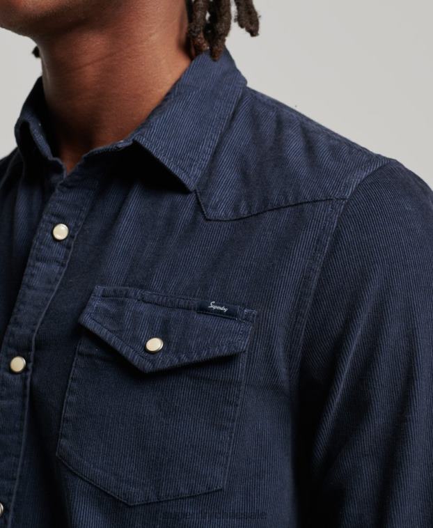 hombres Superdry Armada camisa vaquera de pana vintage 2R68Z128