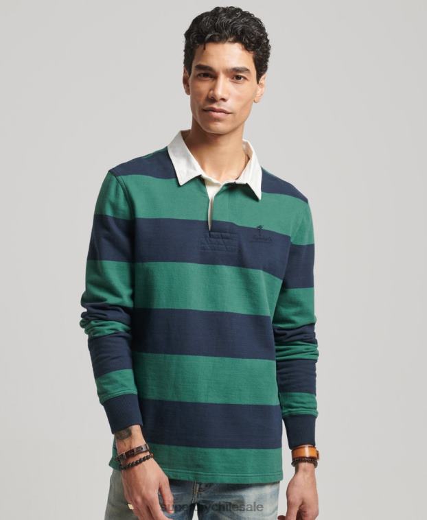 hombres Superdry Armada camiseta de rugby de manga larga lavada 2R68Z239