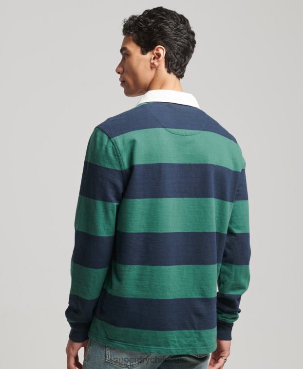 hombres Superdry Armada camiseta de rugby de manga larga lavada 2R68Z239