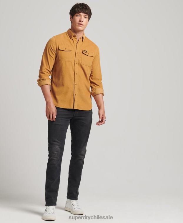 hombres Superdry amarillo camisa de pana trailsman 2R68Z227