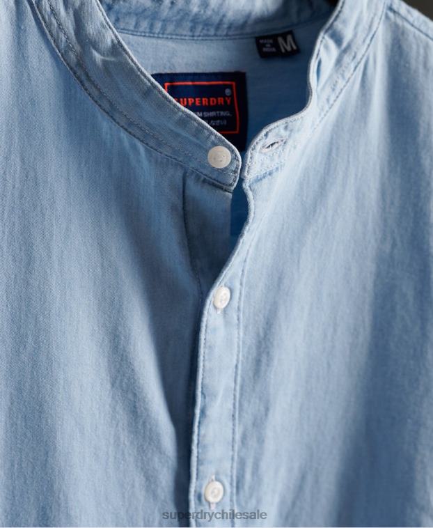 hombres Superdry azul camisa clásica de sarga lite granddad 2R68Z242
